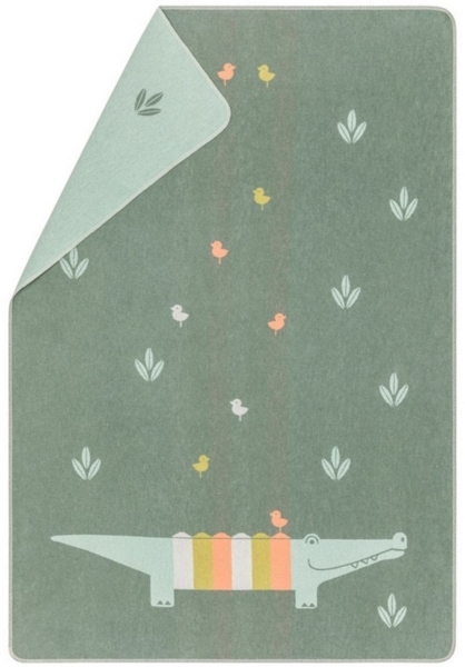 Kinderdecke Juwel 'Kroko' 100 x 140 cm Efeu - Grün, DAVID FUSSENEGGER