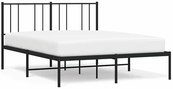 Doppelbett, Bettgestell Modernen mit Kopfteil Metall Schwarz 160x200 cm d541e