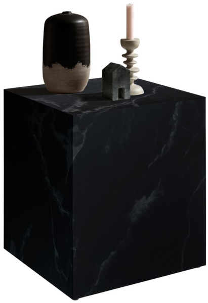 Beistelltisch Marmoroptik Schwarz Quadratisch MDF 45 x 45 x 50 cm