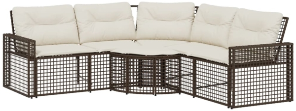 vidaXL Gartensofa in L-Form mit Kissen und Fußbank Braun Poly Rattan 365894
