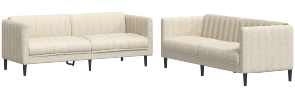 vidaXL 2-tlg. Sofagarnitur Creme Stoff 3209245