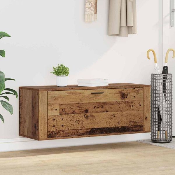 vidaXL Schuhschrank mit Regal Altholz 100 x 35 x 38 cm Holzwerkstoff 881018