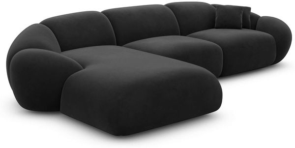 Samtstoff Ecksofa Solverde L Form - Samtstoff - schwarz - Links