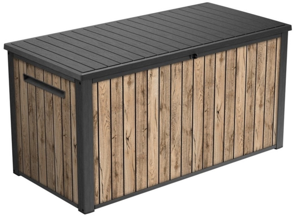 Keter Gartenbox "Sierra" 643L 144x70x73 cm Holzoptik Pinie Deckel bis 272 kg belastbar, Wasserfest, abschließbar