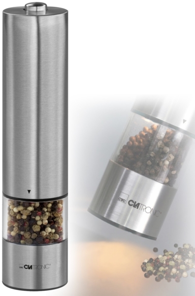 CLATRONIC Pfeffermühle Salzmühle Keramik Mahlwerk mit Licht PSM 3004 N