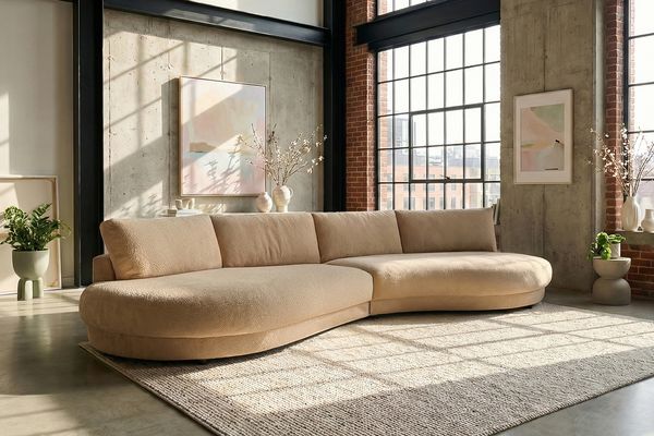 KAWOLA Big Sofa PADANA Stoff creme 86 x 166 x 410 cm