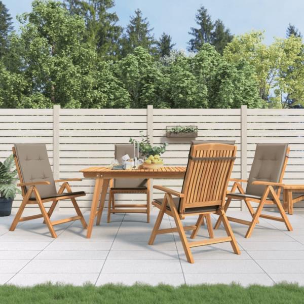 vidaXL Gartenstühle mit Kissen 4 Stk. Massivholz Teak 3196471