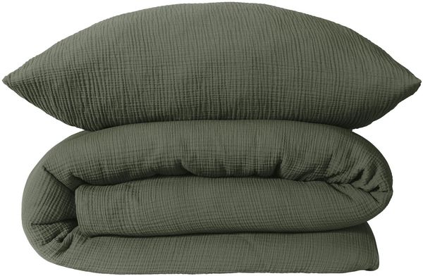 Schiesser Bettwäscheset Molly - Musselin - 2-teilig - 155x220 cm - Dunkelgrün