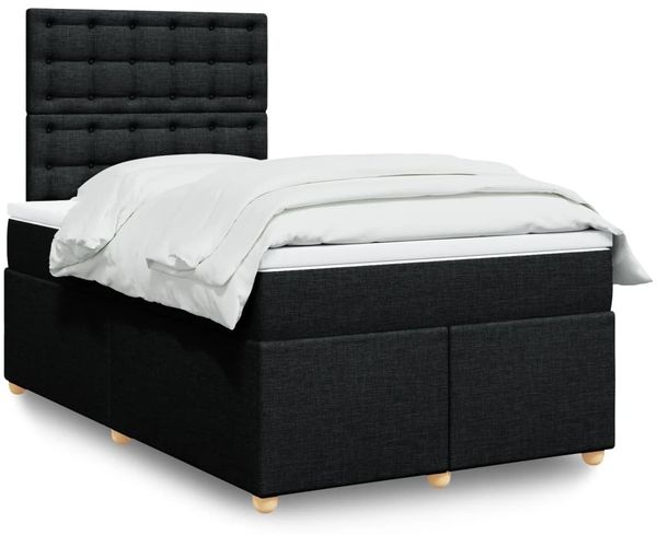 vidaXL Boxspringbett mit Matratze Schwarz 120x200 cm Stoff 3291263