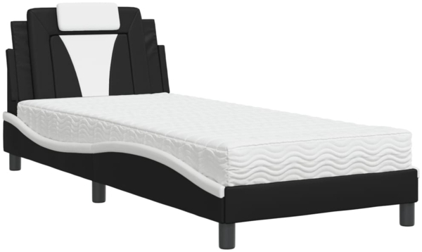 vidaXL Bett "Viana" mit Matratze Schwarz und Weiß 80x200 cm Kunstleder 3208759