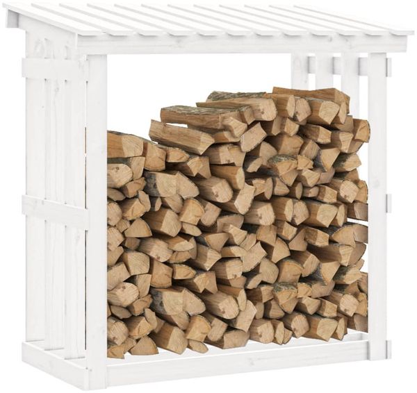 vidaXL Kaminholzregal Weiß 108x64,5x109 cm Massivholz Kiefer 822428 Bild 4
