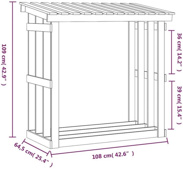 vidaXL Kaminholzregal Weiß 108x64,5x109 cm Massivholz Kiefer 822428 Bild 8