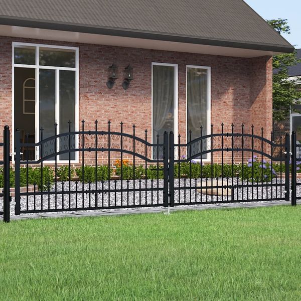 vidaXL Gartentor KAMPEN mit Speerspitze Schwarz 302 x 78 cm Stahl 151094