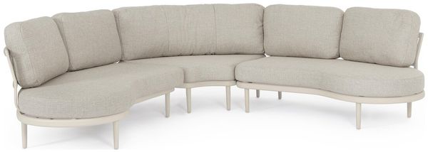 Gartenecksofa Soileni - Aluminium, Seilgeflecht, Olefin-Stoff, Pelikan