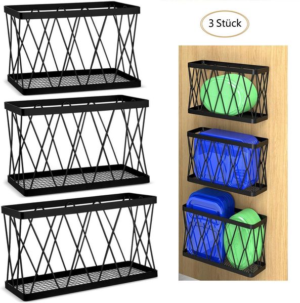 Refined Living Küchenorganizer-Set 3/6er-Set Klebe-Wandregale für Schranktüren,Hängender Organizer, (Schranktür Organizer,Türkorb Küche, Klebe Organizer, Türregal ohne Bohren, Küchenschrank Organizer, Schranktür Aufbewahrung, Küchenaufbewahrung Wand, U...