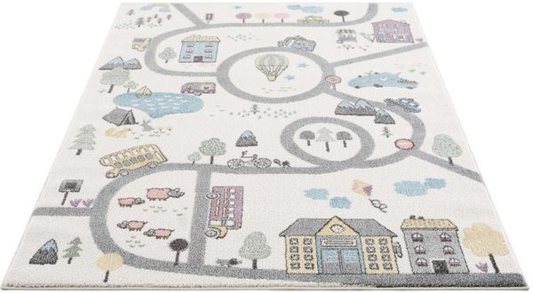 Carpet City Kinderteppich Anime9376, rechteckig, Höhe: 11 mm, Straßen-Spiel-Teppich, Auto, Weicher Flor, Pflegeleicht, Kinderzimmer