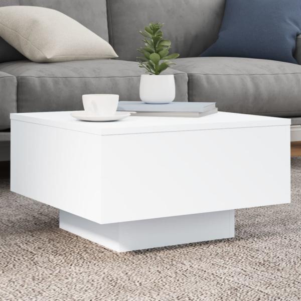 vidaXL Couchtisch mit LED-Leuchten Weiß 55x55x31 cm 836574