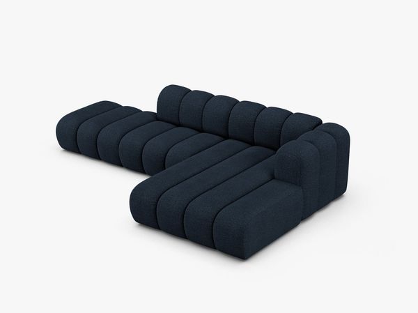Micadoni Modulares Ecksofa offen Lupine 5-Sitzer Rechts Boucle Baloo Dunkelblau Bild 3