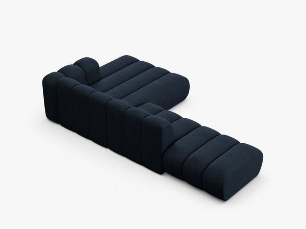 Micadoni Modulares Ecksofa offen Lupine 5-Sitzer Rechts Boucle Baloo Dunkelblau Bild 4