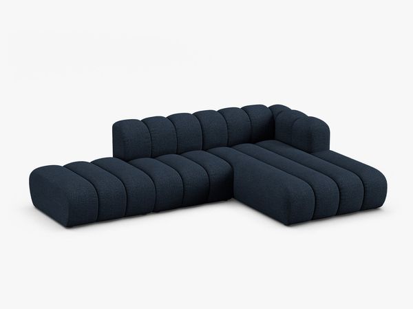 Micadoni Modulares Ecksofa offen Lupine 5-Sitzer Rechts Boucle Baloo Dunkelblau Bild 2