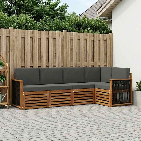 vidaXL Ecksofa Set mit Kissen 4 pcs Natur und Anthrazit 3384353