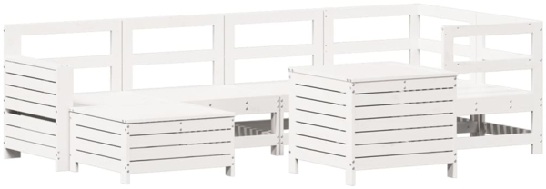 vidaXL 7-tlg. Garten-Sofagarnitur Weiß Massivholz Kiefer 3250969
