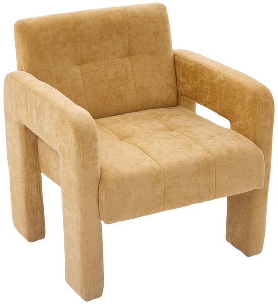 KLAM HOME Sessel Moderner minimalistischer Sessel mit Polster (Bequemer Chenille Sessel mit Armlehnen), Skandinavischer Wohnzimmer Sessel für Entspannung und Komfort