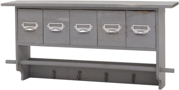 Küchenregal HWC-C49, Haushaltsregal Regal, Vintage mit 5 Schubladen 32x65x13cm ~ Shabby Look, grau