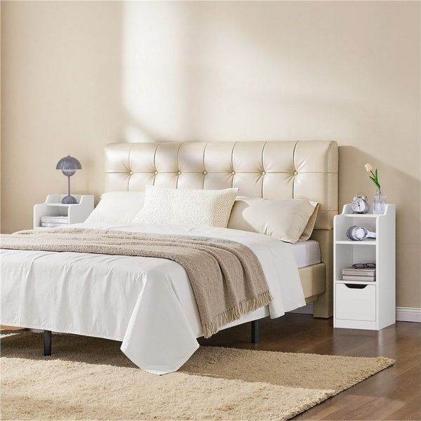 Yaheetech Nachttisch Beistelltisch mit Schublade & Ablage & Staufach (2-St), 2 Stk. Schmale Nachtkonsole für Schlafzimmer/Wohnzimmer