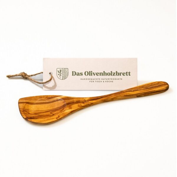 dasOlivenholzbrett Servierlöffel Pfannenwender aus Olivenholz mit Mulde und Ecke
