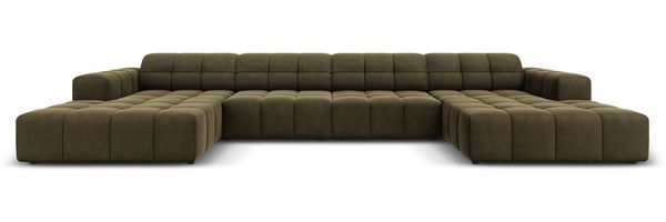 Micadoni Panorama Sofa Jennifer 6-Sitzer Samt Grün