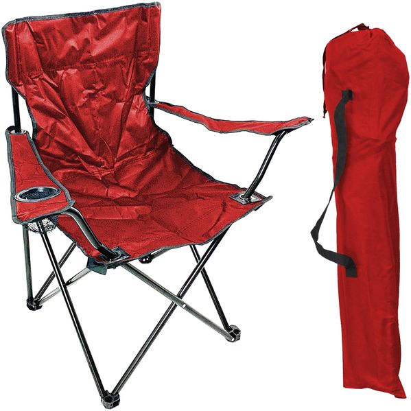 2er Anglersessel Campingstuhl Outdoorstuhl Getränkehalter Tasche Rot