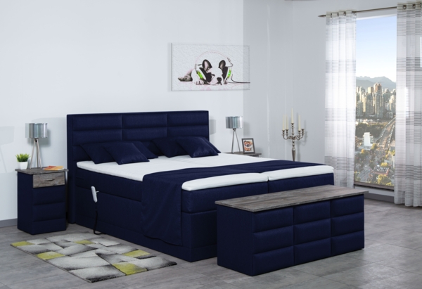 Meisterbetten Boxspringbett Pino 240x220 in WT-Dunkel Blau, Matratzenbezug Nano, Ergoflex-Topper Bild 4