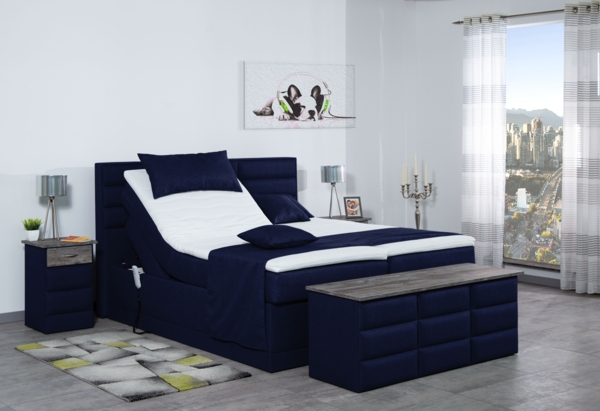 Meisterbetten Boxspringbett Pino 240x220 in WT-Dunkel Blau, Matratzenbezug Nano, Ergoflex-Topper Bild 3