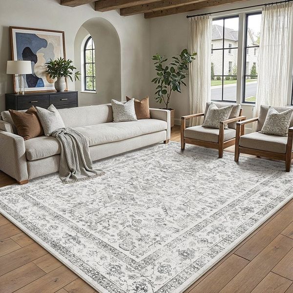 PURECOZY Teppich Kurzflor im Persien-Stil, rutschfest und pflegeleicht, rechteckig, Höhe: 5 mm, geeignet für verschiedene Innenräume