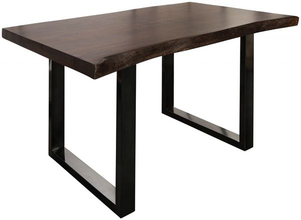 Baumtisch Akazie 140x90x77 braun lackiert / U-Beine anthrazit glänzend FREEFORM 5