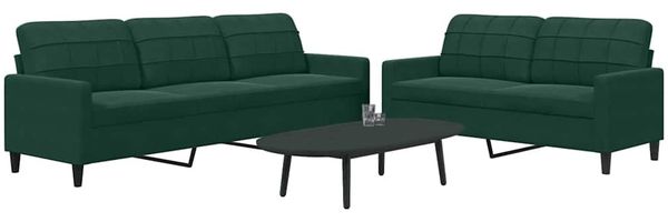vidaXL 2-tlg. Sofagarnitur mit Kissen Dunkelgrün Samt 3278473