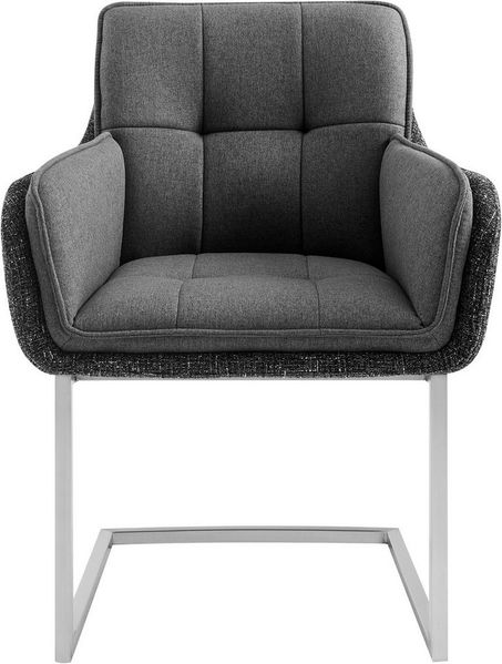 OTTO home Esszimmerstuhl Durham (1 St), Knopfsteppung und Kufengestell aus gebürstetem Metall, Sitzhöhe 50 cm