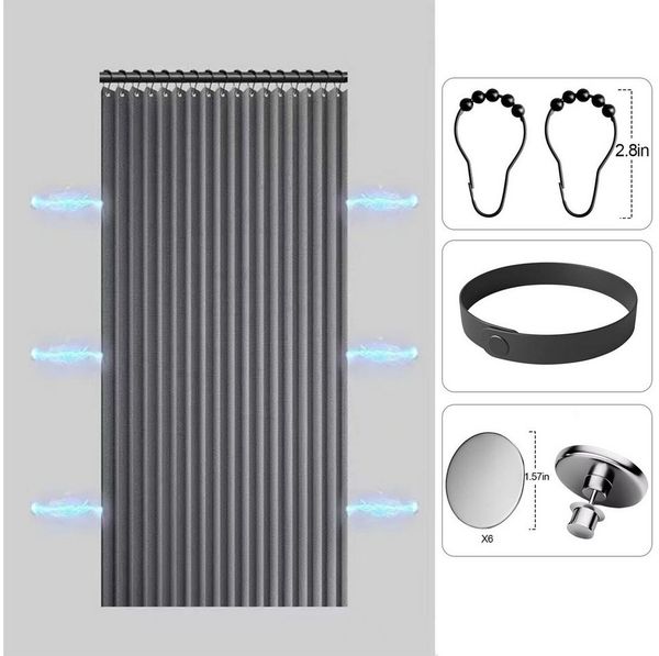 Agger Duschvorhang Wasserdichter Magnet-Falt-Duschvorhang, Verdickter Leinenoptik-Vorhang Breite 100 cm (1-tlg), Ideal für Badezimmer, Türrahmen, Schlafzimmer und als Raumteiler Bild 4
