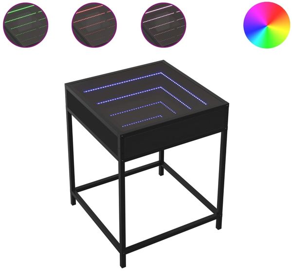 Couchtisch, Sofatisch mit Infinity-LED Schwarz 40x40x51 cm