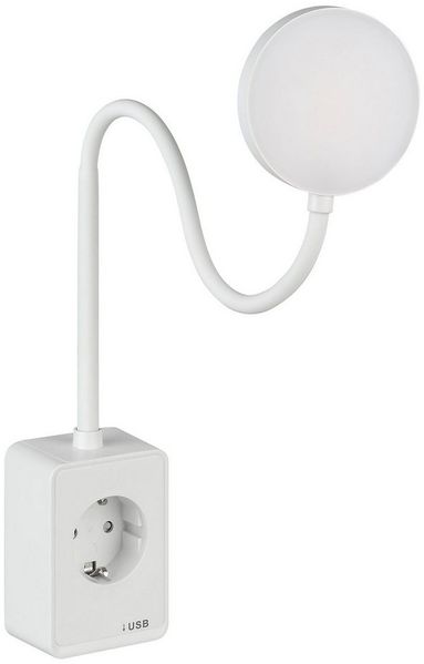 SEBSON LED Steckdosenleuchte LED Steckdosenleuchte dimmbar mit Flexarm, USB, Ein- und Ausschalter, LED integriert, neutralweiß, USB-A Anschluss, USB-C Anschluss, Dimmbar, Ein- und Ausschaltbar