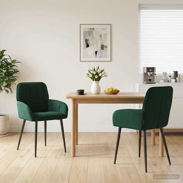 vidaXL Esszimmerstühle 2 pcs Samt (V) Dunkelgrün 57 x 50 x 85 cm 42034273
