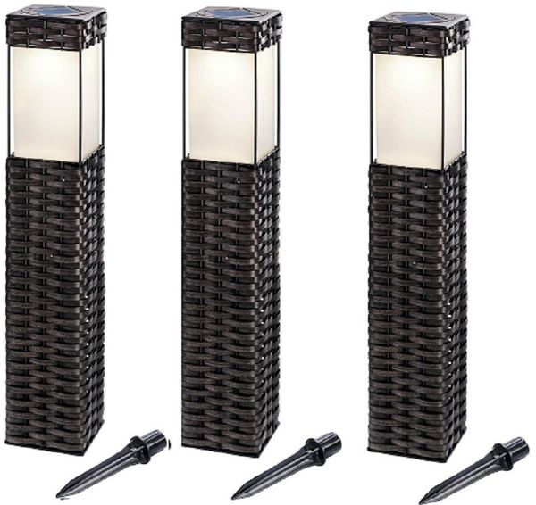 BUVTEC '3er Set' LED Solar Standleuchtenset Rattan 3500 K