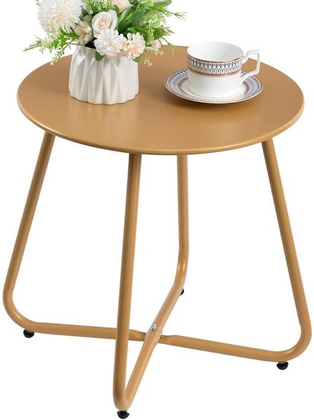 Beistelltisch Outdoor Balkon Gartentisch Rund Metall Gold
