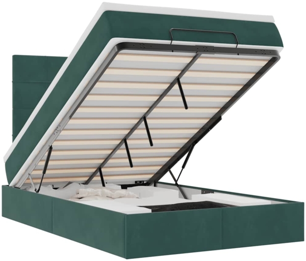 vidaXL Ottoman-Bett mit Matratzen & LEDs Dunkelgrün 120x190 cm Samt 3314309