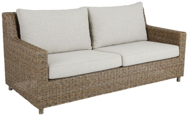 Gartensofa Sandkorn mit Kissen aus Kunst-Rattan, klassisch, beige, für 2–3 Personen, Brafab