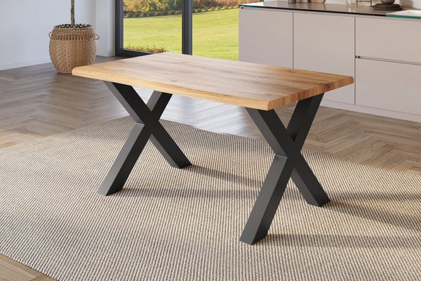 SAM® Esstisch Juliane, Holz Wildeiche-Optik, verschiedene Metallgestelle, Baumkante