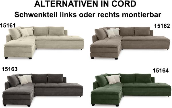 Ecksofa-Dauerschläfer Doppelbett Federkern Bettkasten Couch Cord Dunkelgrau Bild 9