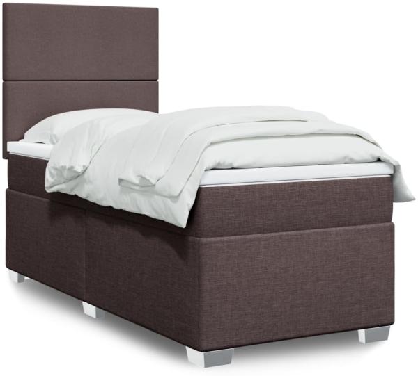 vidaXL Boxspringbett mit Matratze Dunkelbraun 100x200 cm Stoff 3292695