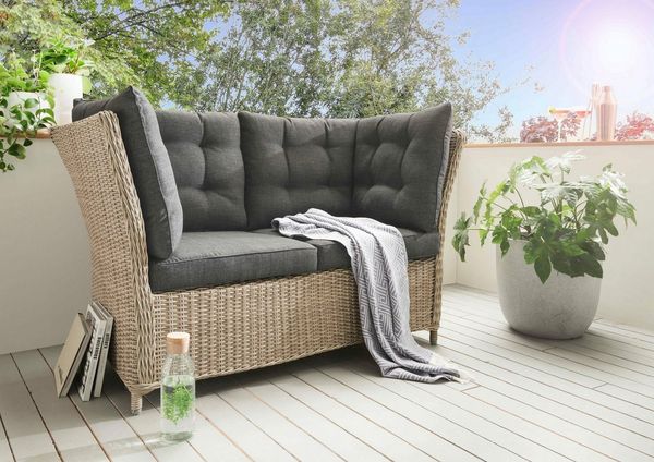Destiny Gartenlounge-Bank PALMA, Aluminium, Polyrattan, 2´er Bank, inkl. Auflagen